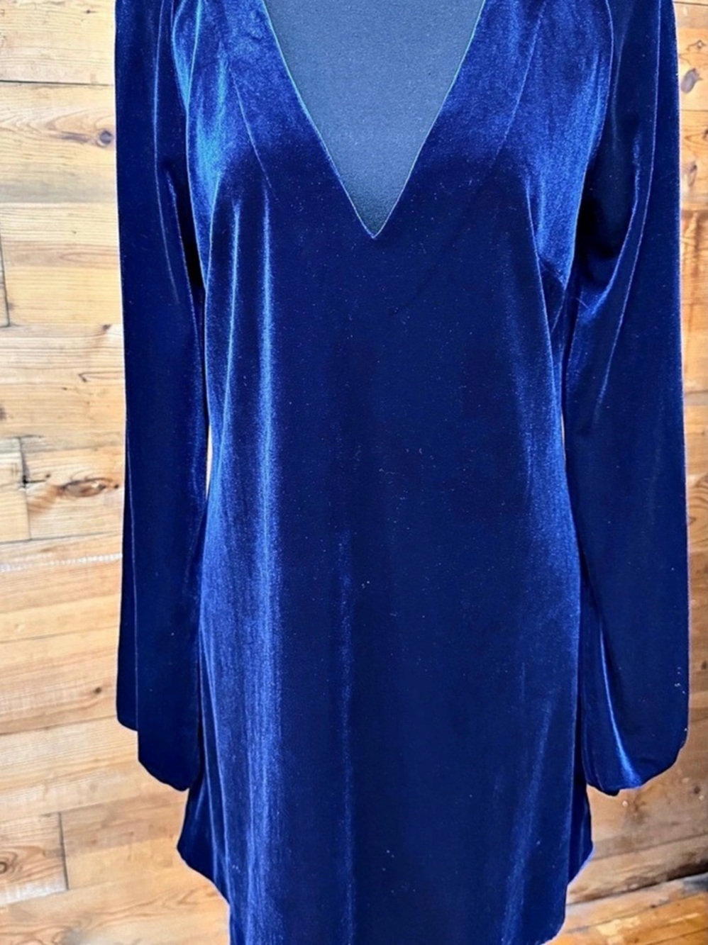 Free People Velvet Mini Dress Blue Size Small Like New